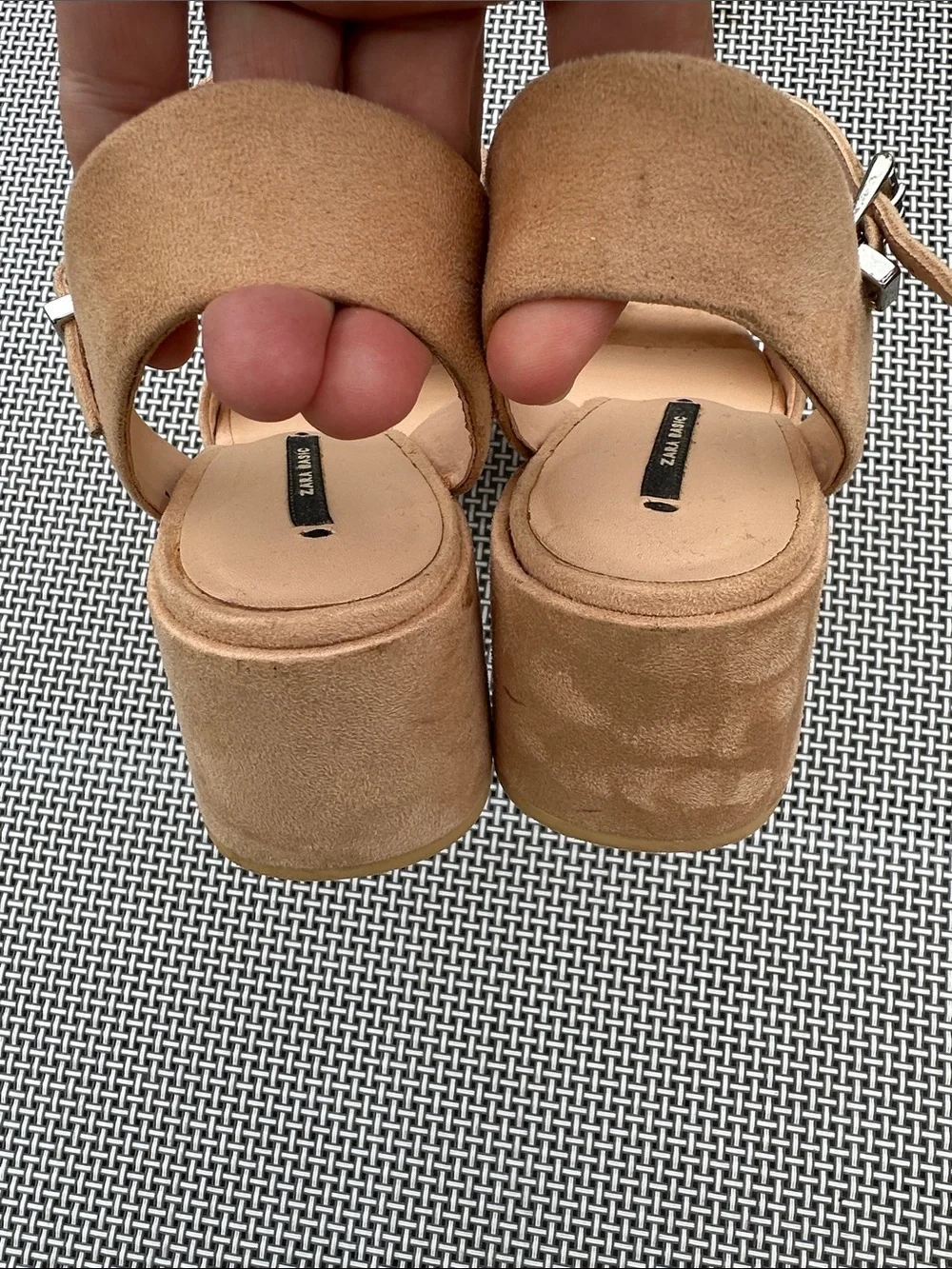 Zara Beige Block Heel Sandals with Ankle Strap - Picture 5 of 9